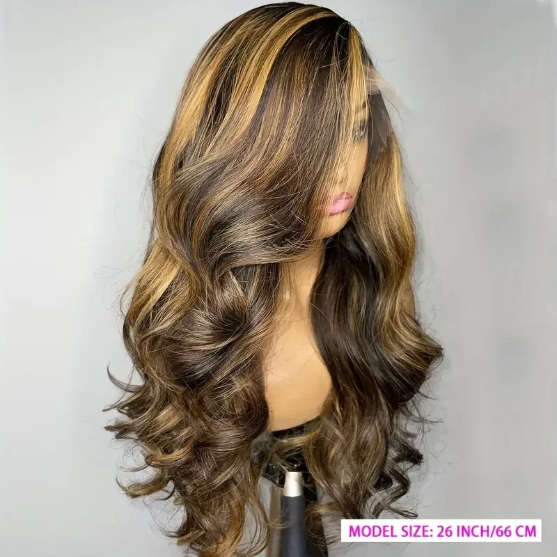 Honey Blonde Ombre Highlight 13x4 Lace Frontal Wig Glueless Body Wave Pre-Cut Lace Frontal Pre Plucked Lace With Human Hair Wigs