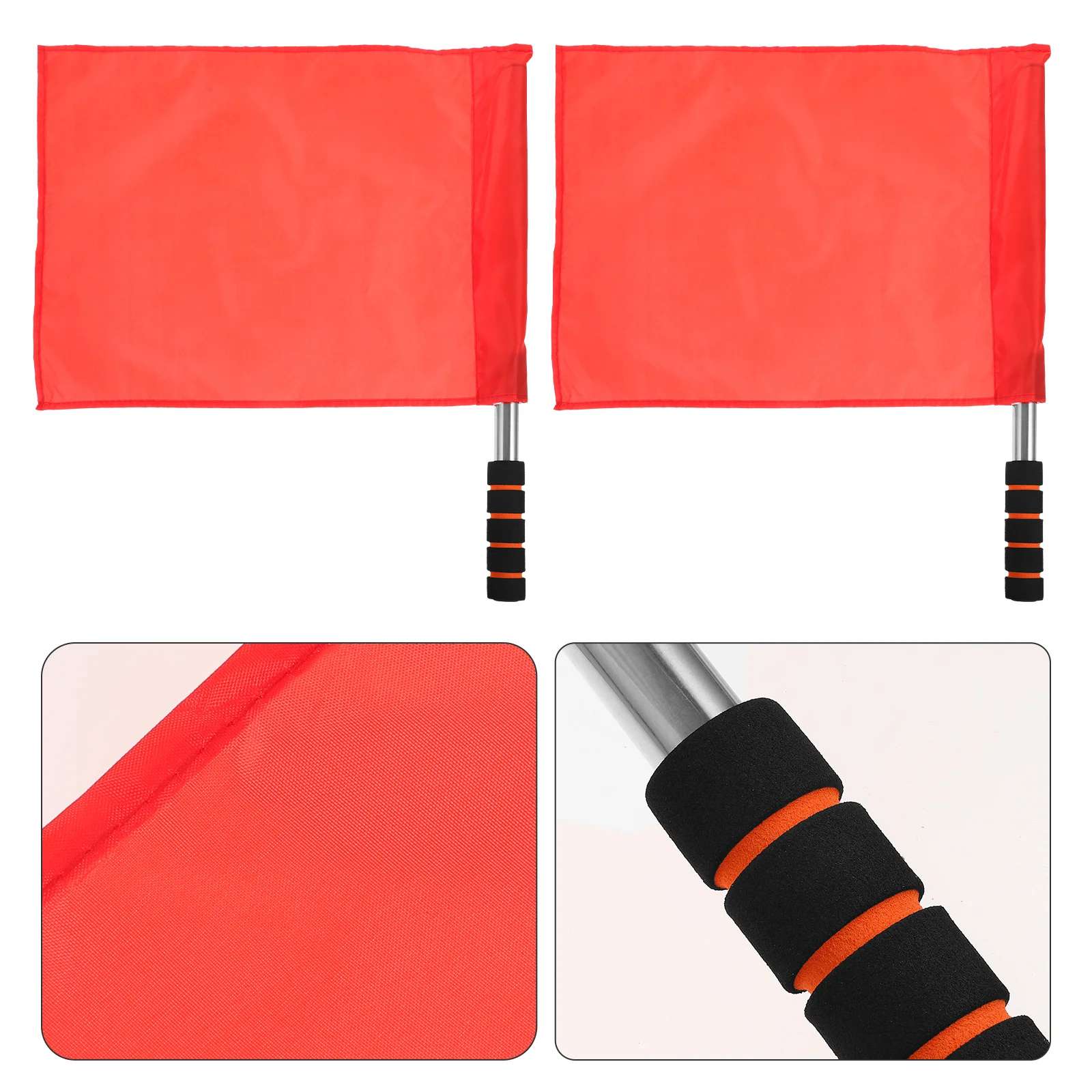 4 Pcs Retractable Badge Holder Stainless Steel Pole Flag Hand Signal Commanding Referee Red