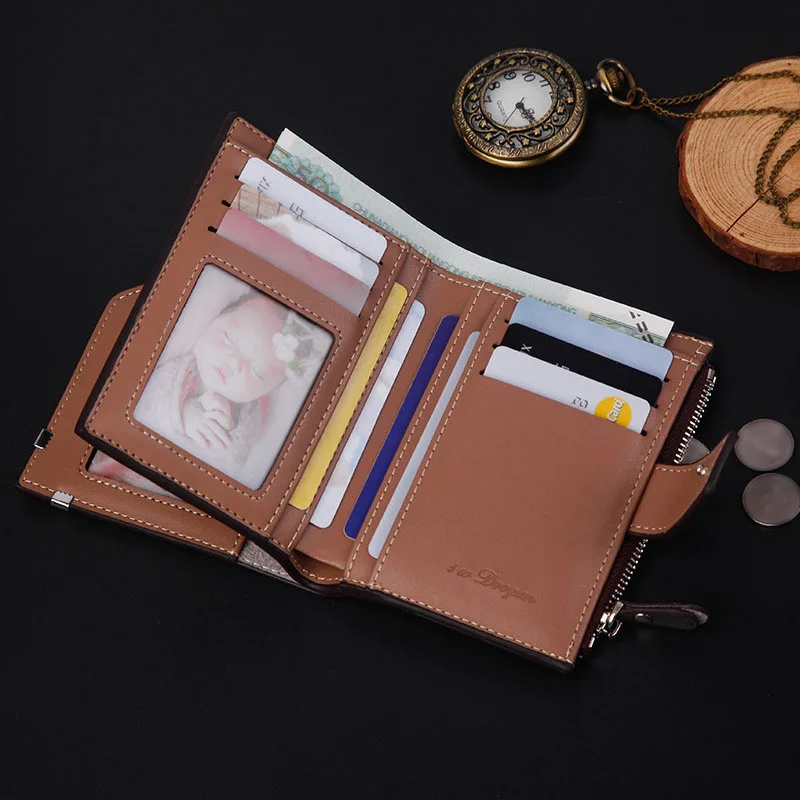 PU Leather Men's Wallet Luxury Short Section Wallets ID Card Holder for Men Zipper Coin Purse Portable Male Wallets  hombre