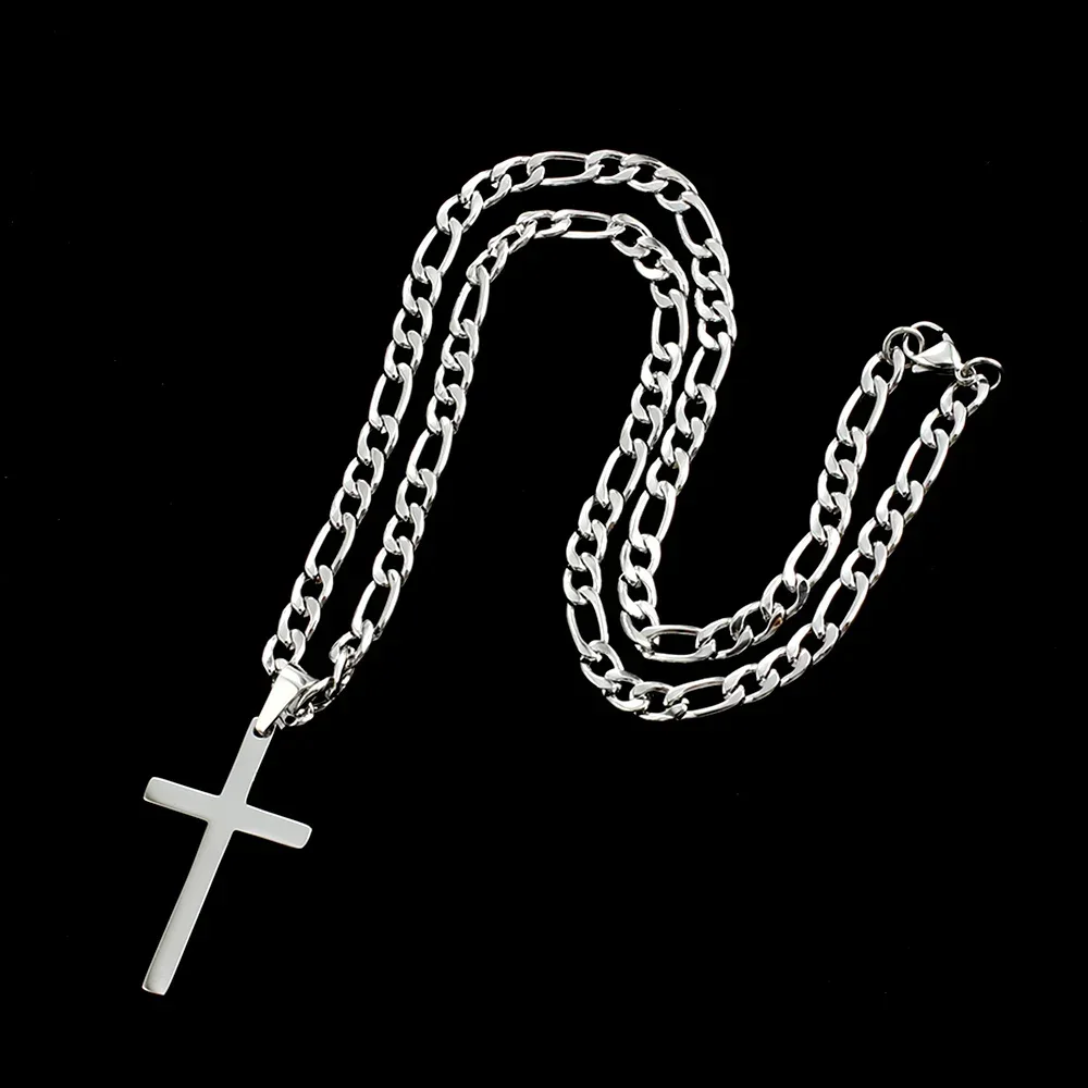 316L الفولاذ المقاوم للصدأ فيجارو سلسلة قلادة للرجال النساء الذهب/الفضة اللون الصليب قلادة القلائد مقاوم للماء مجوهرات الأزياء #1