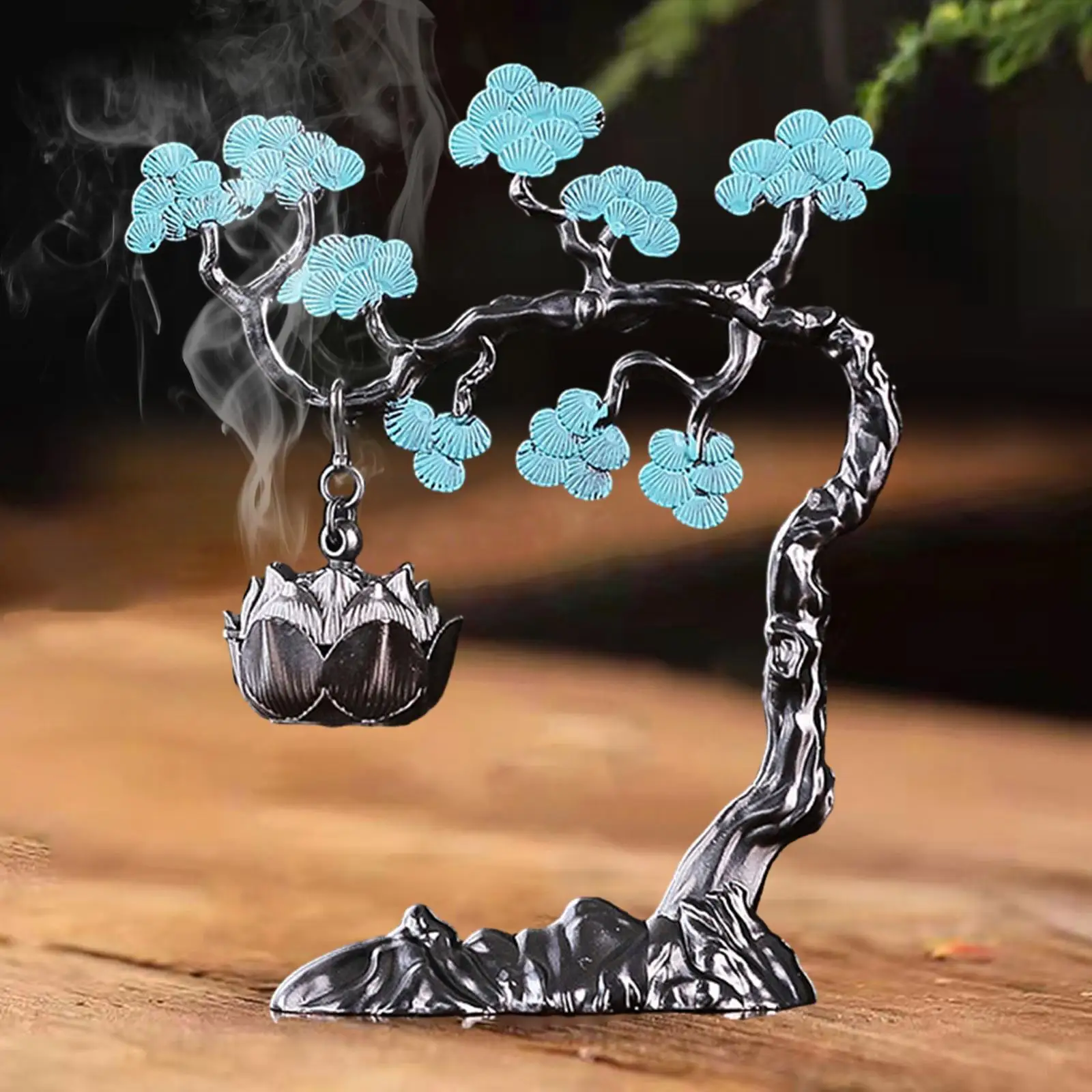 Hanging incense burner holder, pine wood incense burner for cone-shaped