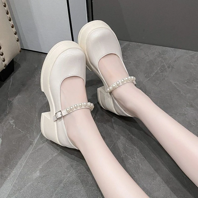 2025 New Women's Autumn Mary Jane Flats French Sophisticated Leather Shoes Platform Thick Sole For Dress Matching