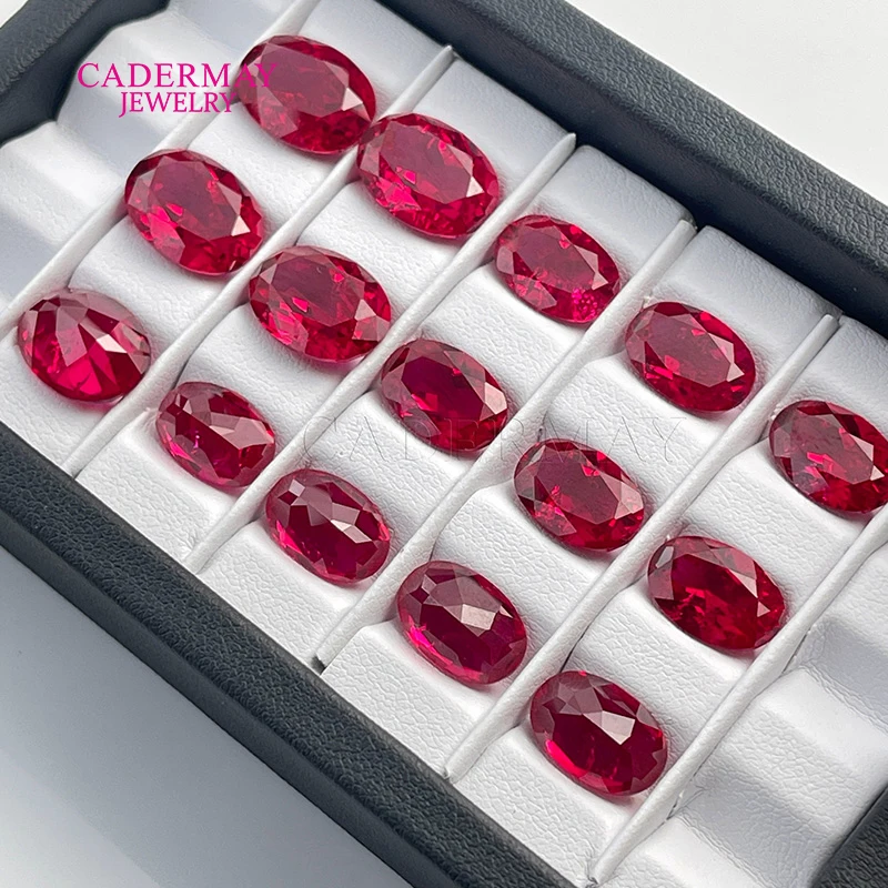 CADERMAY Synthetic Ruby With Inclusions 3x4mm-15x20mm Oval Cut #5 Red Lab Grown Ruby Loose Gemstones For Making Jewelry