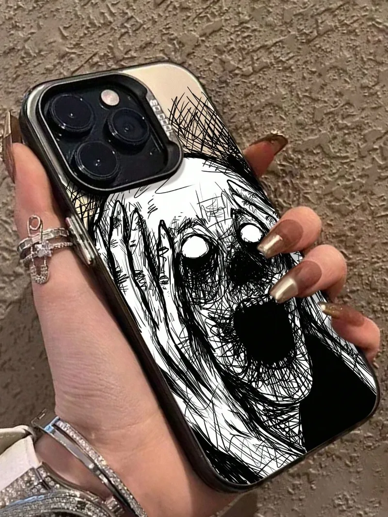 Halloween Scare Pattern Phone Case Compatible with iPhone 16 11 12 13 14 15 Pro Max 7 8 Plus X XS XR Anti-Fall Shockproof Cover