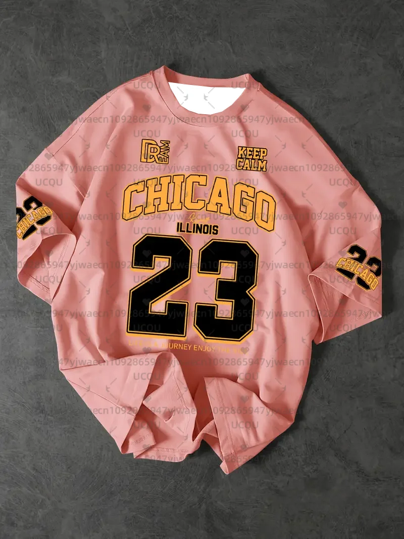 الرجال قميص رياضي شيكاغو رقم 23 طباعة تي شيرتات قصيرة الاكمام الصيف الجرافيك تي شيرت الفانيلة حجم كبير المرأة تي شيرت رياضي بلايز