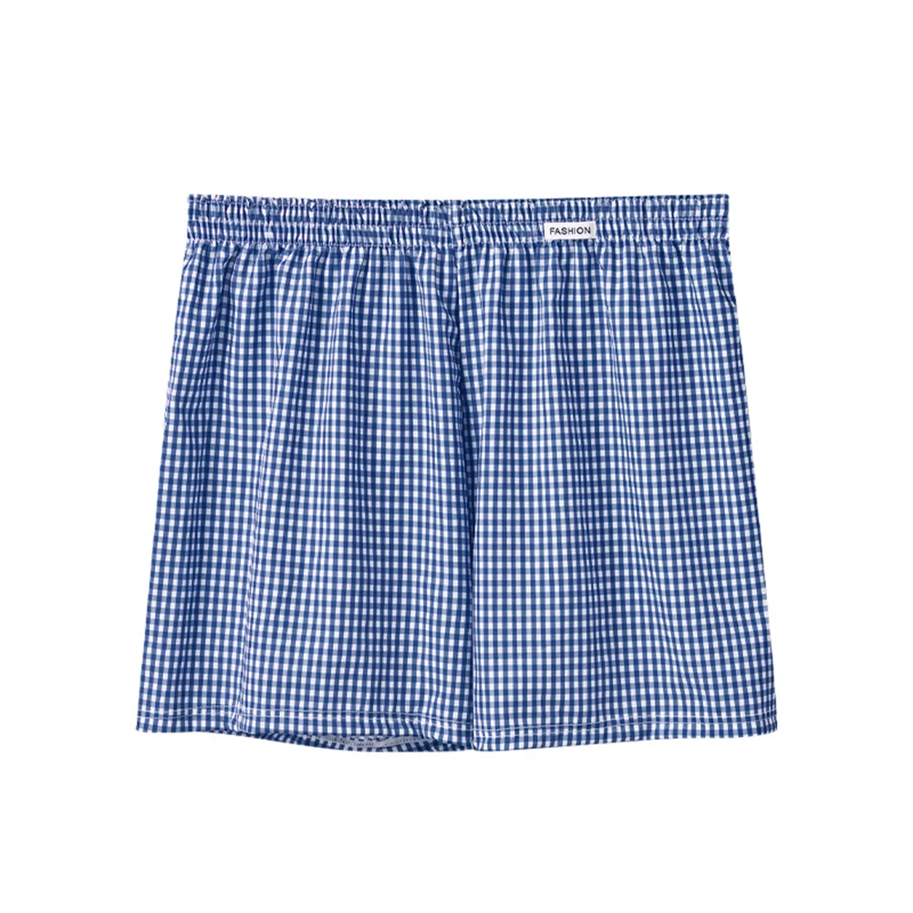 Comfortable Casual Plaid Men Loose Home Short Pants Underwear Flat Corner Shorts Sleepwear Middle Waist Boxers Trunk