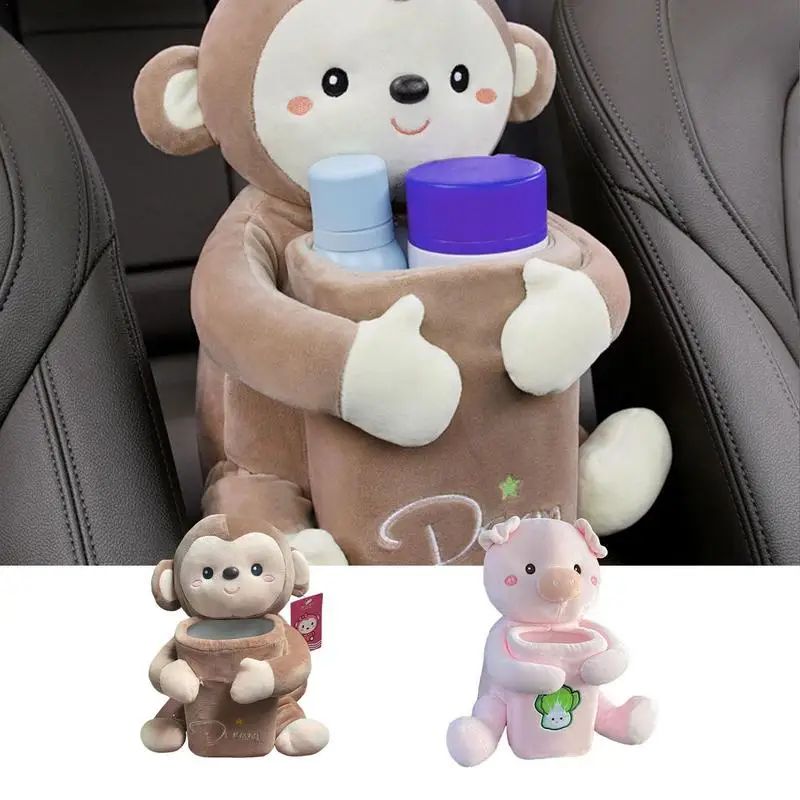 Plush Car Tissue Box Plush Doll Armrest Paper Container Tissue Holder For Car Home Bathroom Decor Accessories