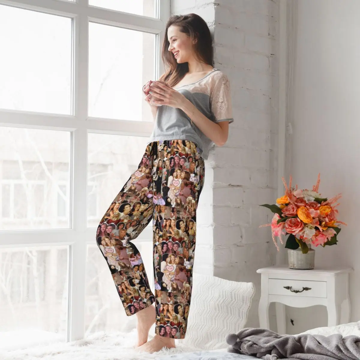 Custom Rachel Phoebe And Monica Pajama Pants Women Friends TV Show Sleepwear Lounge Sleep Bottoms Stretch with Pockets view 6