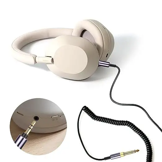 Hochwertiges Audiokabel für Sony 1000XM5 Kopfhörer, spiralförmiges AUX-Kabel, Upgrade-Kabel mit 6,35-mm-Adapterstecker, Plug-and-Play. – Detail 4