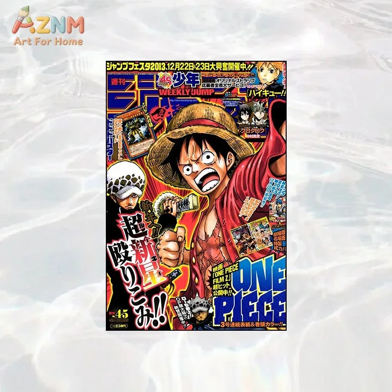 AZNM One Piece Jump Magazine Cover Unframed Canvas Print Luffy Gear 5 Anime Vintage Manga Wall Art Poster Room Decor