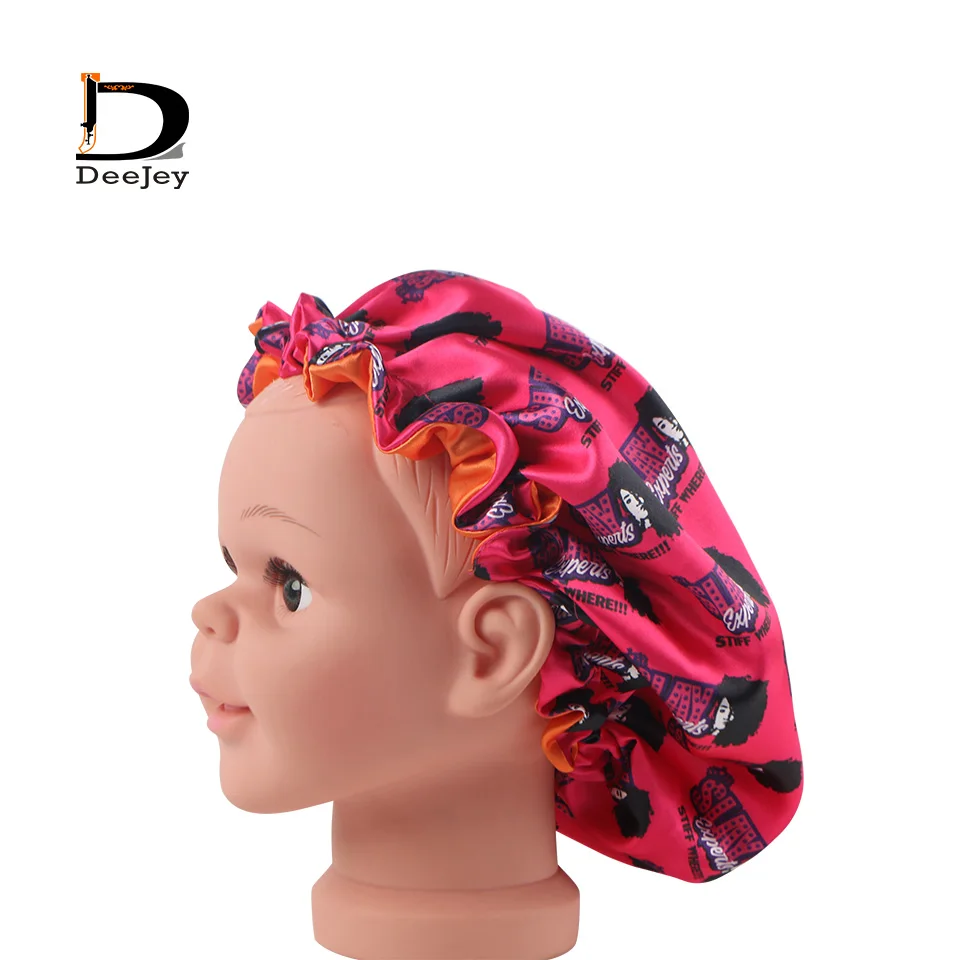 

custom baby kids child Virgin hair satin double layer bonnet Sleeping Hat Night Sleep Cap Hair Care Bonnet Night cap