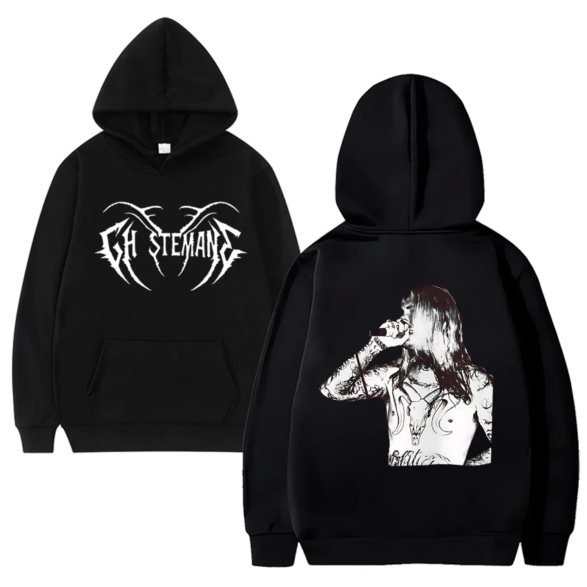 Ghostemane Sänger Gothic doppelseitigen Druck Hoodie neue Männer Frauen lässig Hip Hop Streetwear Unisex Fleece Langarm Sweatshirt