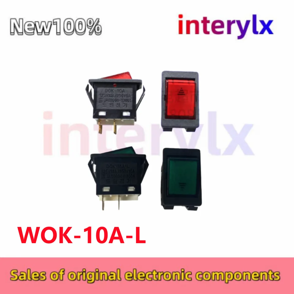 

1 шт./лот, оригинальный переключатель WOK-10A-L DOK-10A, 4-контактный, для станков для правки и формовки, лодочный тип, с подсветкой, кнопочный, 4 положения