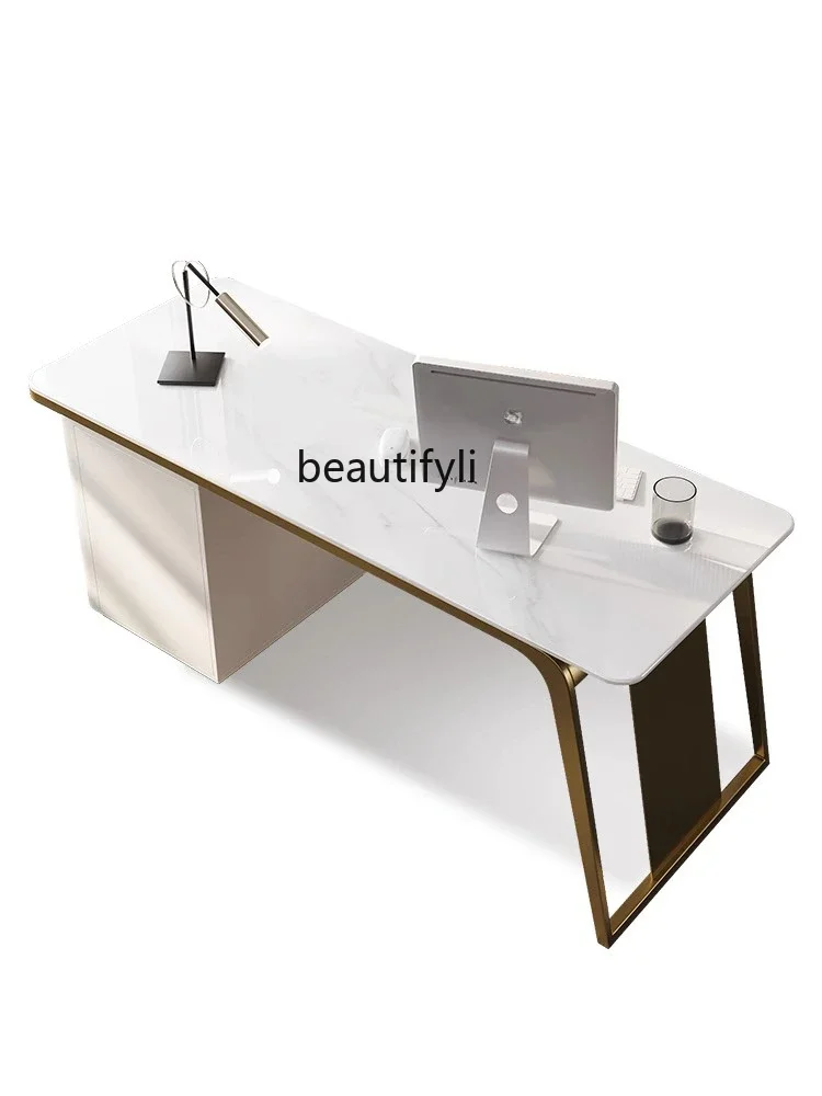 

02Boss Desk High-End Affordable Luxury President Stone Plate Creative Simple Modern Small Desk