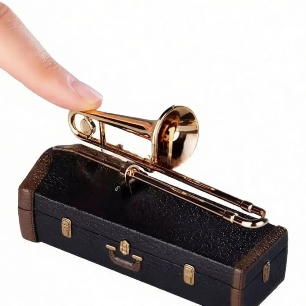 Exquisite Trombone Music Box Resin Figurine Ornament Creative Decoration For Wedding Anniversary Birthday Gift