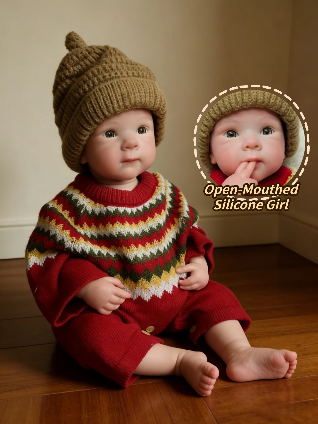 18 Polegada realista boca aberta reborn bebê boneca de silicone macio adorável bettie boneca com roupas vermelhas presente aniversário para crianças