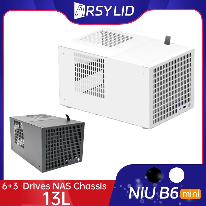 NIU B6 mini 6 Drive 3 SSD NAS Chasis ITX Montherboard ATX PSU 186mm Graphics Card AIO for Synology Storage