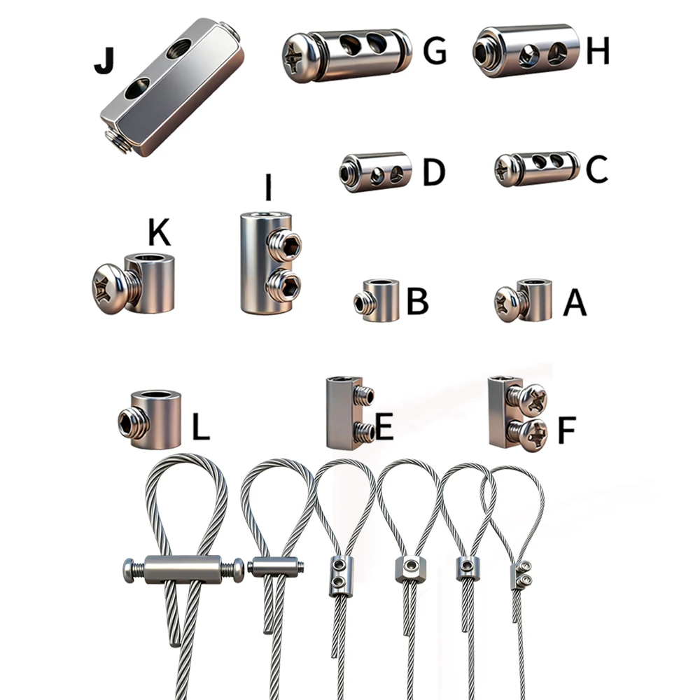 1-4mm Stainless Steel Wire Rope Clamp, Adjustable Metal Clamp, Pipe Clamp Can Be Used for Household Hanging Pictures