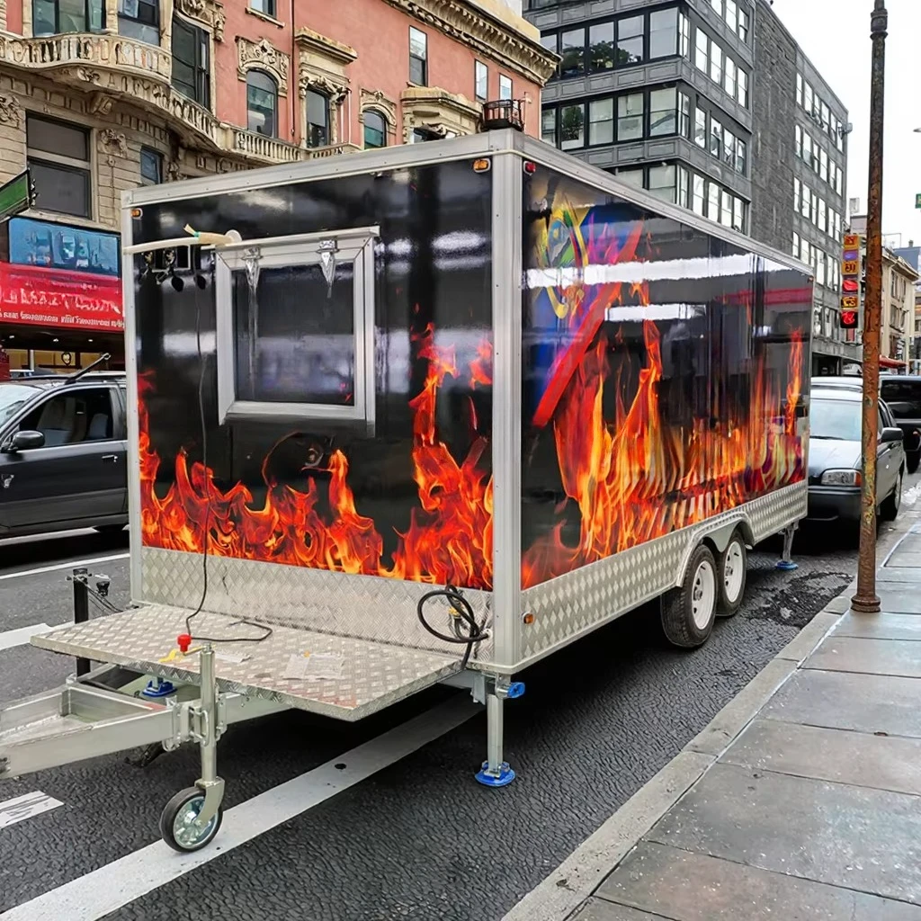4m 4.5m 5m New Fast Food Trailer for Retail Food Shop Restaurant for Seafood BBQ Hot Dog Fiberglass Mobile Food Truck