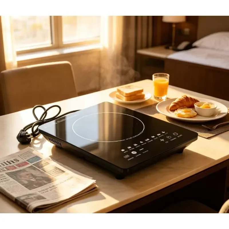 2200W Portable Induction Cooker Single Burner Microcrystalline Glass Panel Touch Control Waterproof Electric Stove for Home