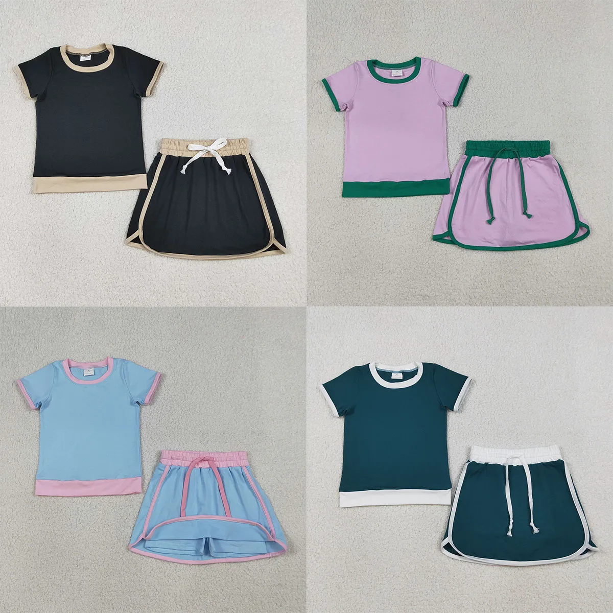 Cute Comfy Toddler Baby Girl Short Sleeve Top Skirt Shorts Cotton Clothes Sets Children Clothing Infant Summer Outfits Wholesale