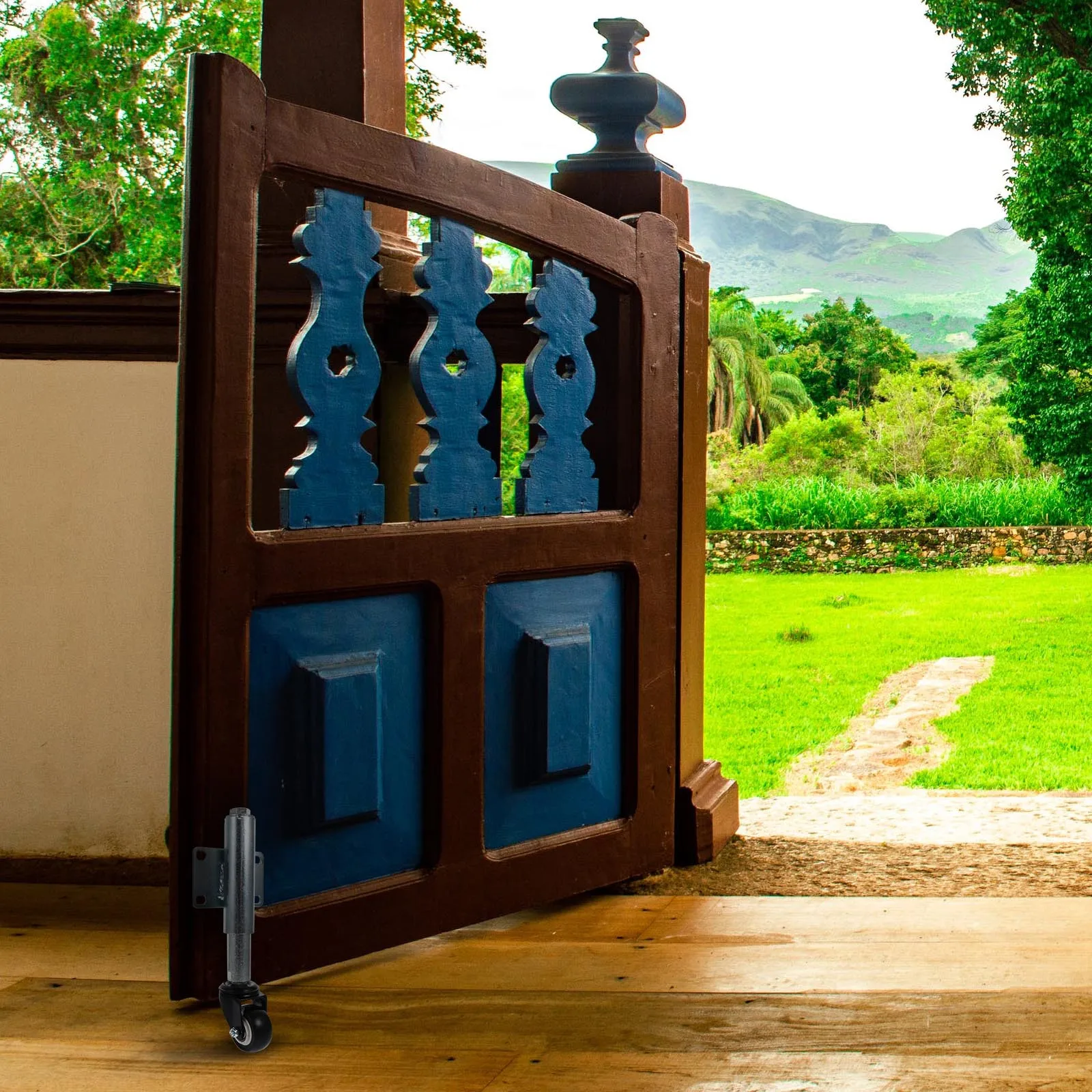 

2 Inch Gate Heavy Duty Spring Loaded Swivel With Adjustable Bracket Durable Pu Iron Rotating Support For Residential Farm