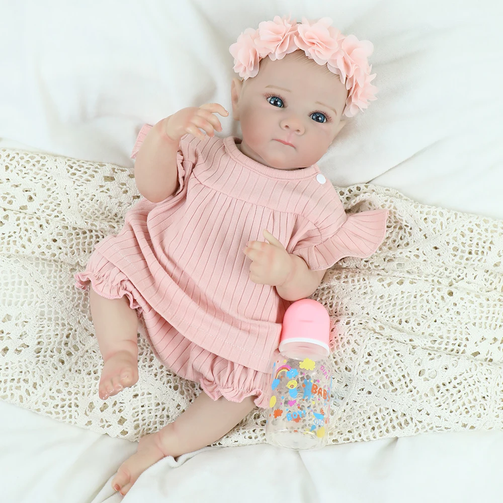 

18inch Bettie Full Body Reborn Baby Girl Newborn Doll Lifelike Cuddly Baby Multiple Layers Painting 3D Skin with Hand Draw Hair