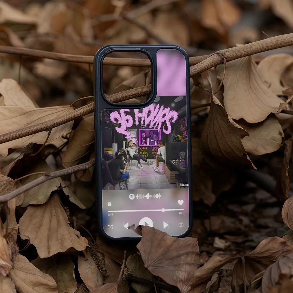 

M H-Huncho Phone Case For IPhone 17 16 15 14 13 12 Pro Max Plus Black Frame Acrylic Carbon Fiber Hard Shell