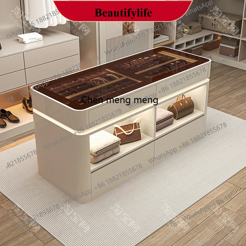 

Italian cloakroom mid-island cabinet household floor jewelry storage cabinet modern simple jewelry display cabinet