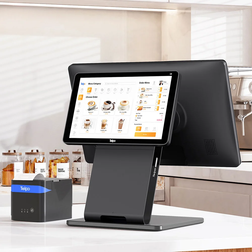 point of sale edc 4g desktop retail 15 inch android 11 dual screen terminal pos