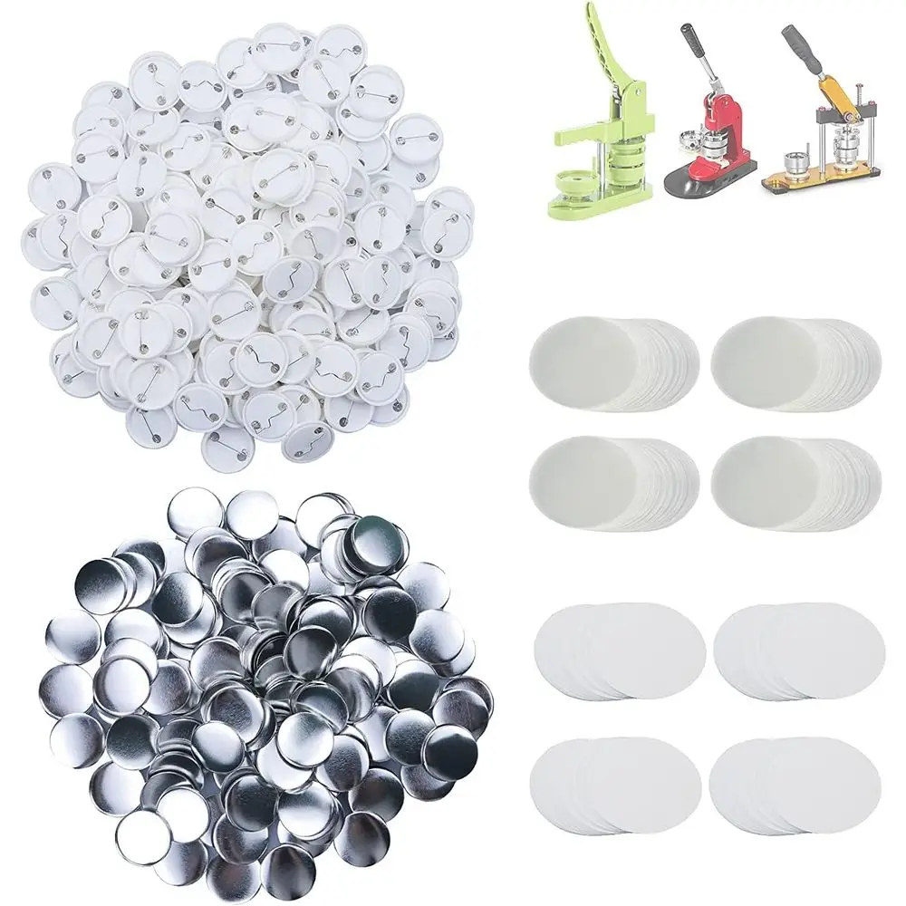 

Button Maker hine Parts o Blank Pin Back,Round Badge Mg Supplies with Metal Cover&Plastic Button Back Cover&Clear ilm&Blank Pape