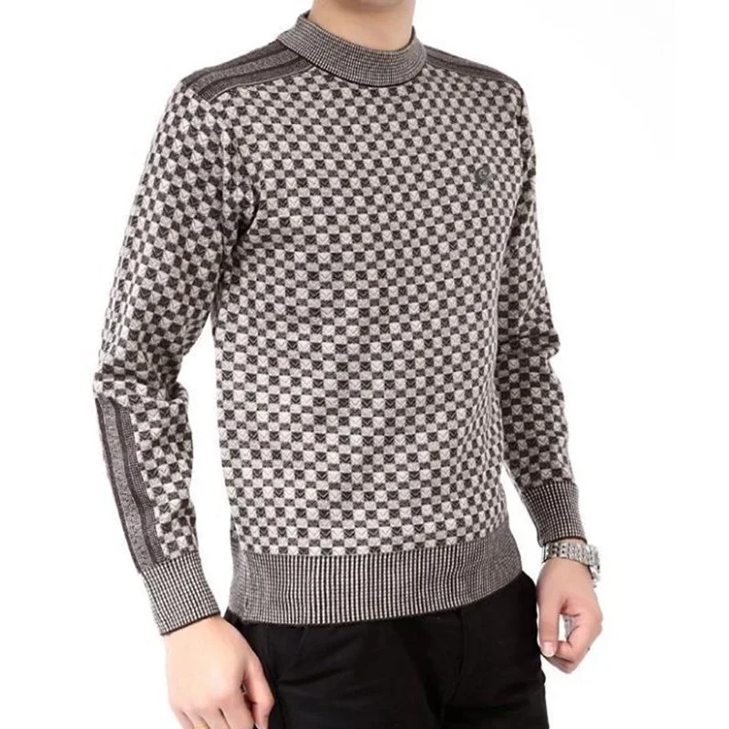 Fashion O-Neck Knitted Spliced All-match Lattice Sweater Men\'s Clothing 2023 Autumn New Casual Pullovers Long Sleeve Korean Tops