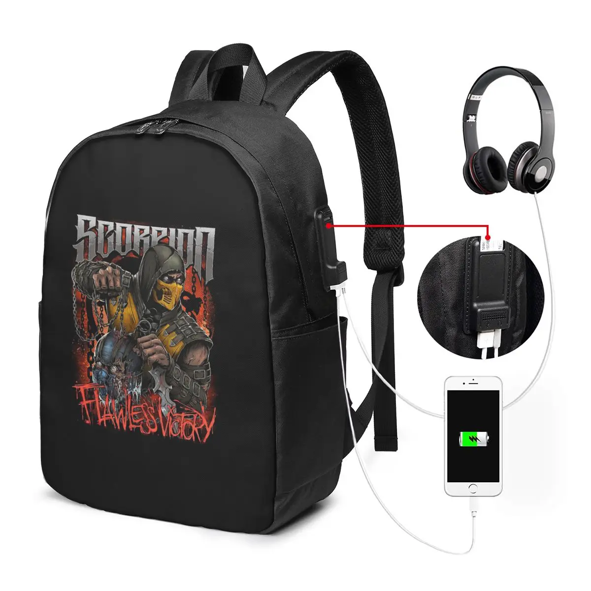 

Mortal Kombat Logo Backpack Travel Notebook Bag Computer College Student School Bag Laptop Shoulder Bags for Men Women