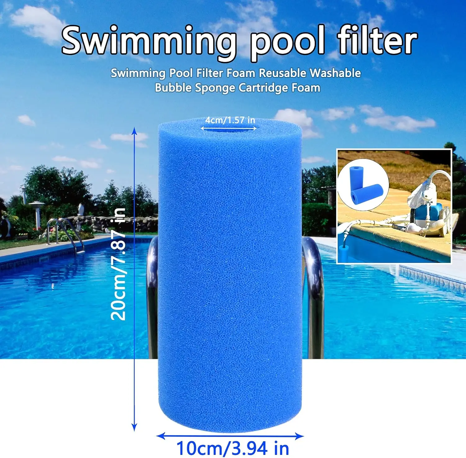 Swimming Pool Filter Foam Cartridge Type A Pool Filter Washable Reusable Filter Cartridges Sponge for Pool Pump
