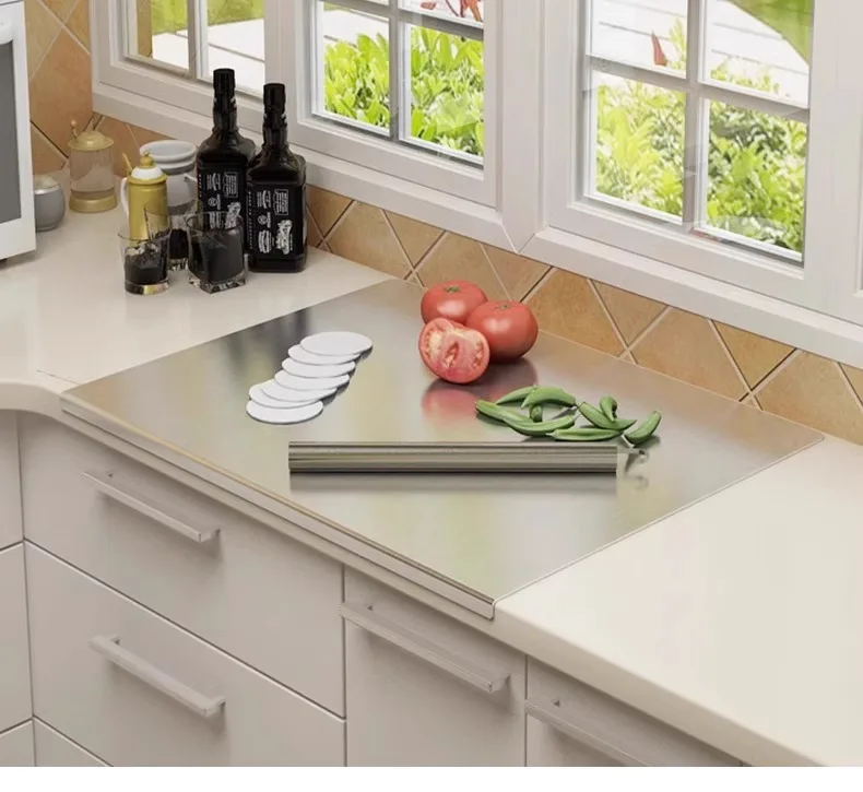 

316 Stainless Steel Pastry Board Large Anti Bacterial Rolling Pin Mat Dough Kneading Baking Cutting Board for Home
