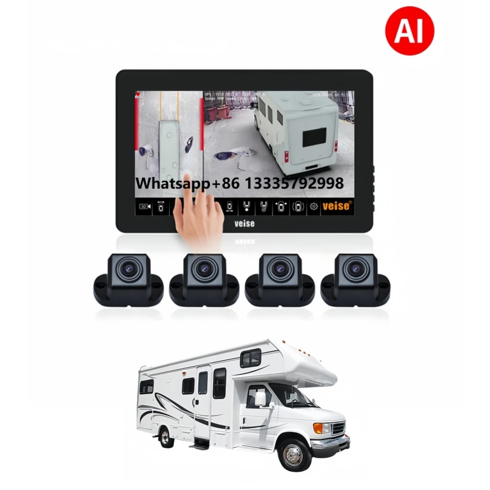 

Veise 360 Surround View AVM Panoramic View 4 Cameras DVR Driving Safety Backup System for Luxury Motorhome RV Van Campers