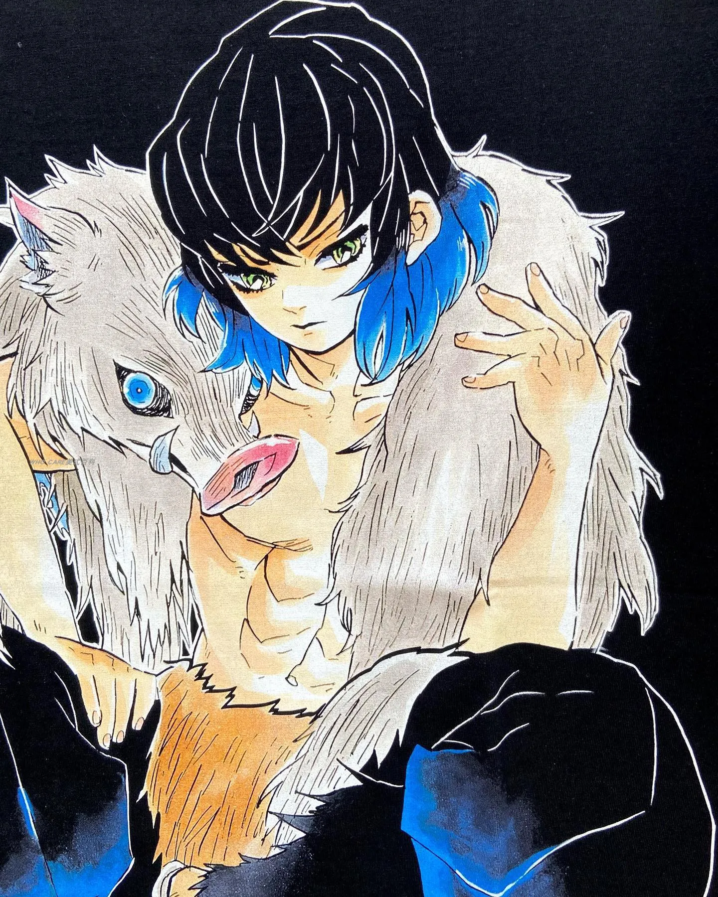 

2025 Full Time Warm and Comfortable Inosuke Hashibira Anime Clothes Graphic T Shirts Vintage Oversize Pure Cotton Tops Tees