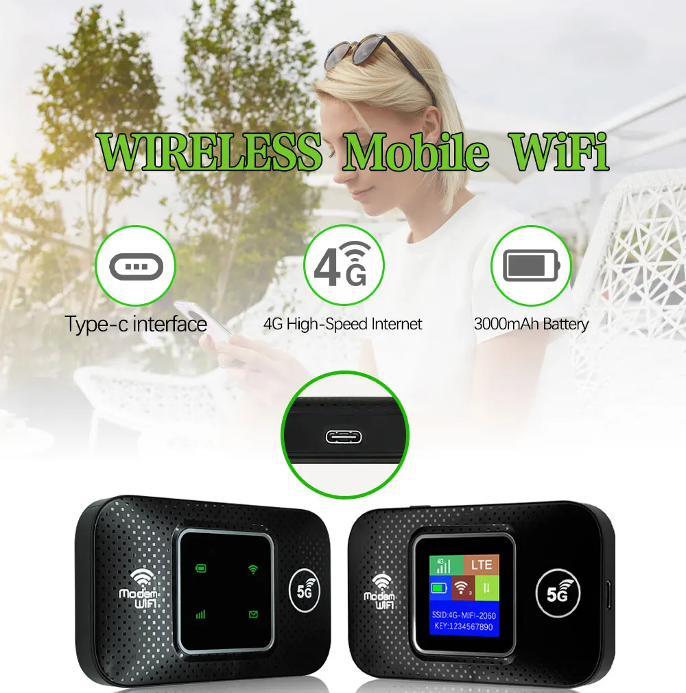 ZTE E5785 4G LTE Mobile WiFi Router - 150Mbps, 3000mAh Battery, LCD Display, US/EU Version, Up to 10 Users