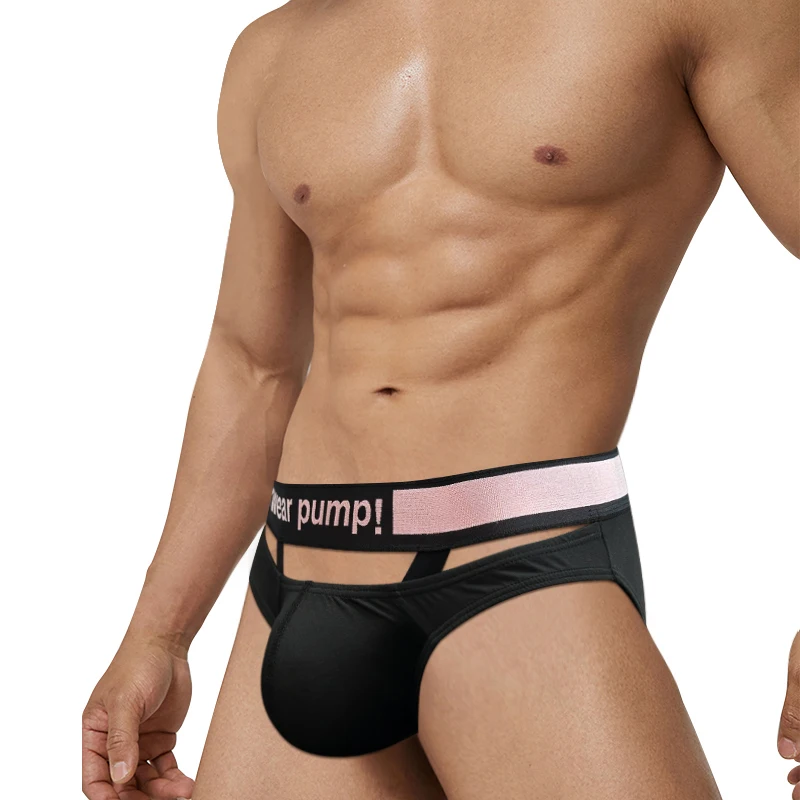 2pcs MP Trendy Little Triangle Men Youth Low Waist Close Fit Hip Lift Elastic Band Pink Gradient V-neck Hanging Jockstrap Thong
