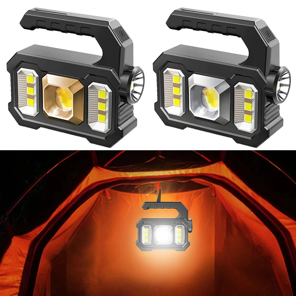 USB Rechargeable Flashlight Waterproof COB/LED Torch Light Portable Powerful Lantern Solar Light for Camping Hiking