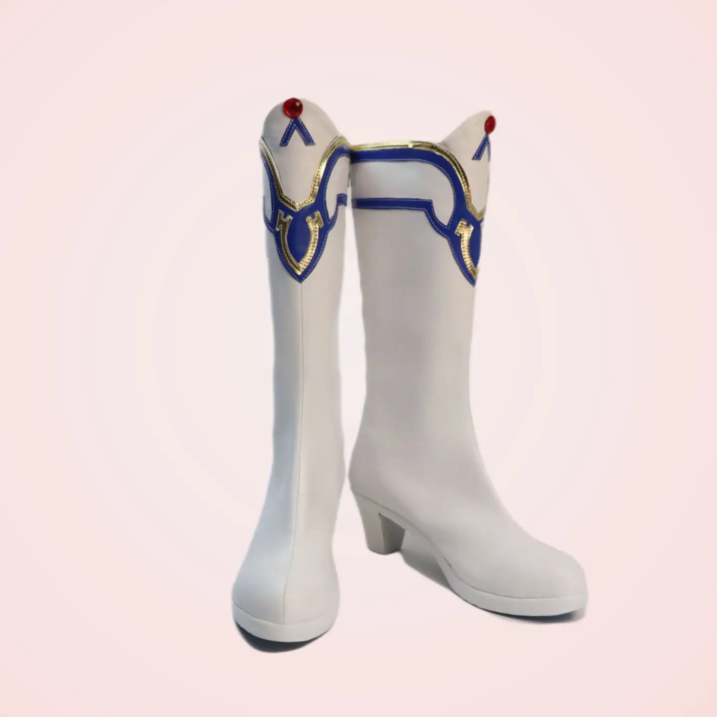 Anime Magical Girl‌ Fontaine Starlight Cosplay Shoes White High Heels Long PU Leather Boots For Halloween Carnival