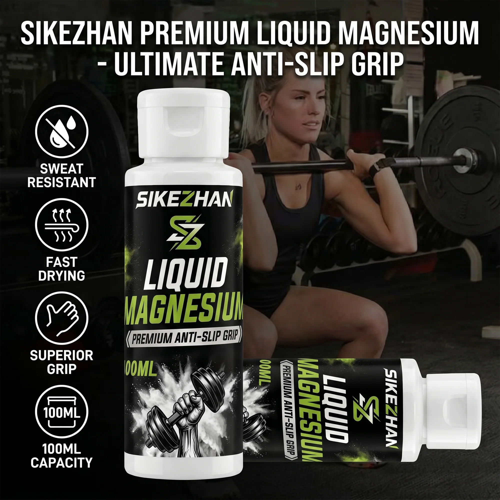 SIKEZHAN Flüssige Kreide Rutschfeste Handgriff-Creme - Schnell Trocknendes Magnesiumpulver für Gewichtheben, Klettern, Pole Dancing & Fitness – Detail 1