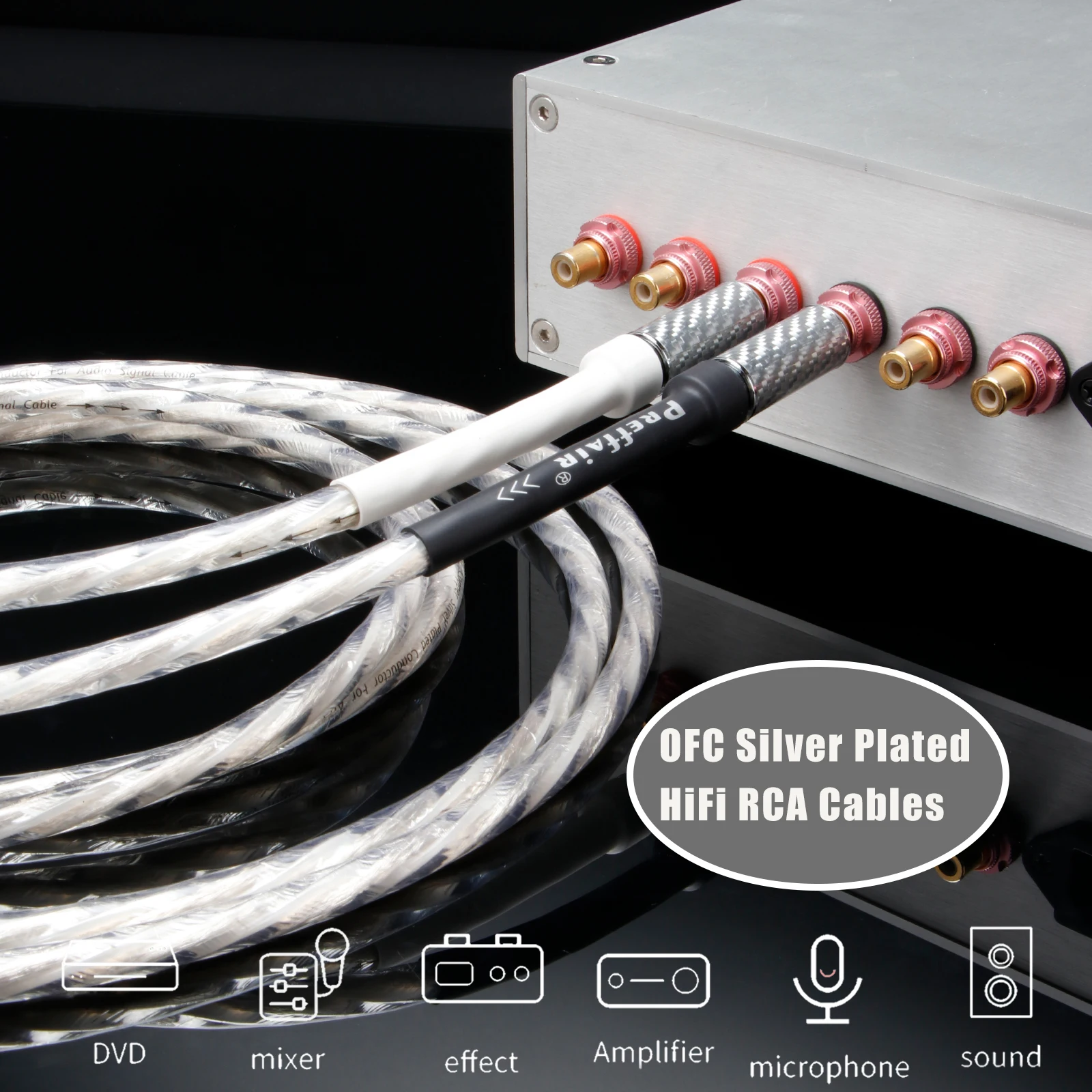 Paar 2RCA zu 2RCA Audiokabel 4N OFC High-Fidelity Stereo-Verbindungskabel für Verstärker DAC Heimkino – Detail 6