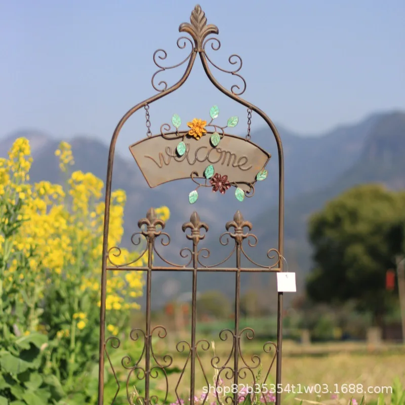 Cross-border retro old style garden gardening decorations vine climbing frame wrought iron garden fence fence clematis flower
