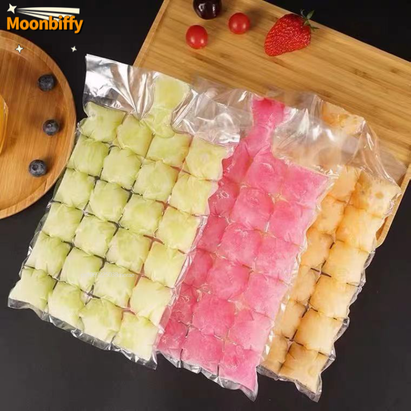  10pcs/pack Ice Cube Mold Disposable Self-Sealing Ice Cube Bags Transparent Faster Freezing Ice-making Mold Bag Kitchen Gadgets 