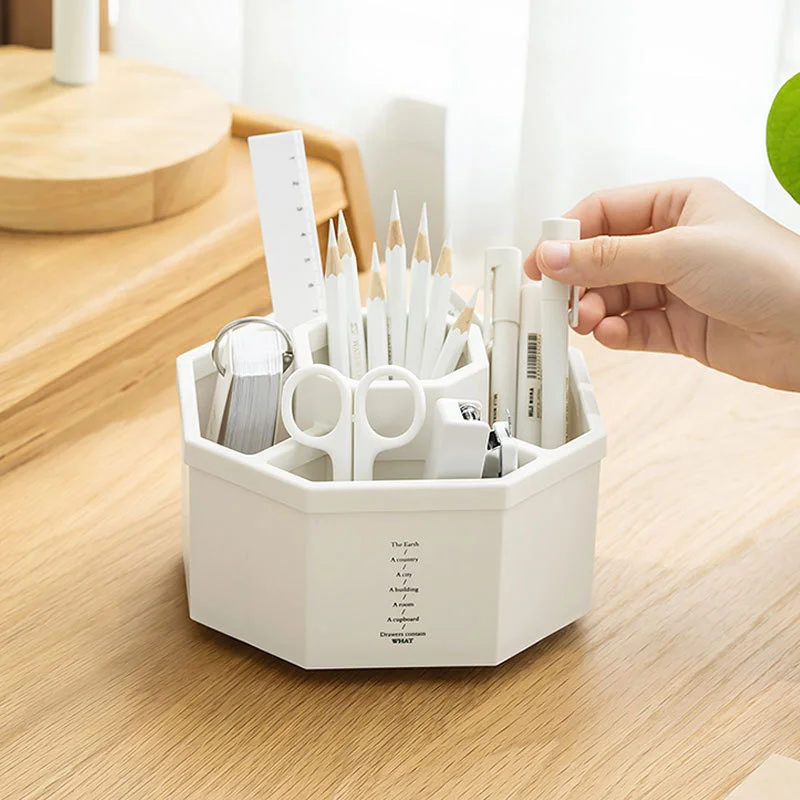 Imagem -03 - Grande Capacidade Rotating Pen Holder Mesa Papelaria Organizador Stand Pencil Storage Box Desktop Pencil Holder Armazenamento de Maquiagem