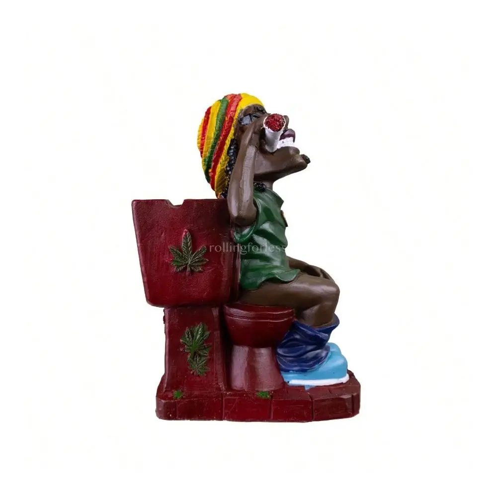 

Medium Rasta Jamaican Man Holding Bowl Polyresin Ashtray Decoration 18