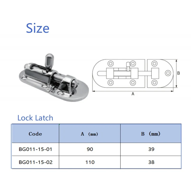 90mm 110mm Boat Latch 316 Stainless Steel Marine Boat Door Window Lock Latch Slide Barrel Bolt Clasp