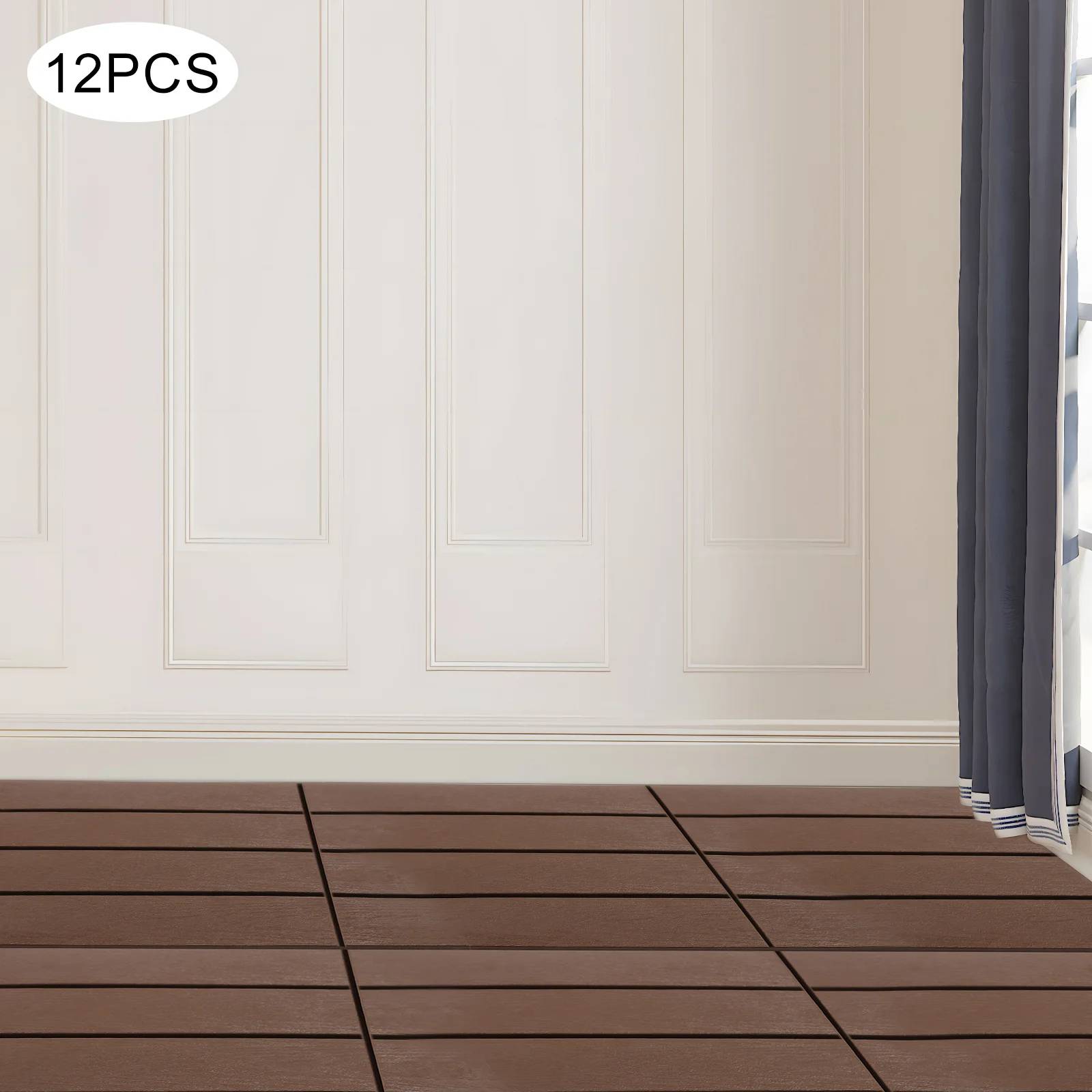 

Набор из 12 штук напольных плиток из полипропилена с замковым соединением - напольные плитки для балкона, террасы, веранды, для использования внутри и снаружи помещений - износостойкие, простые в установке