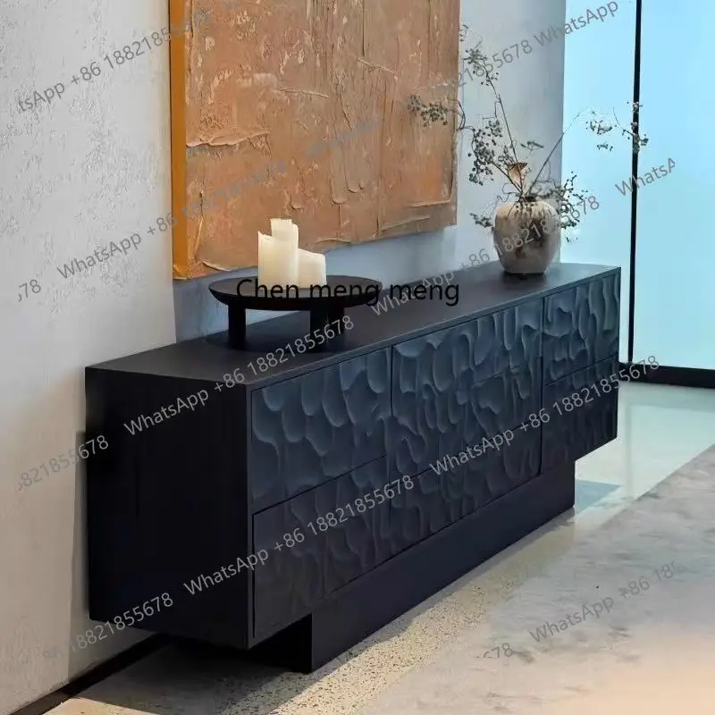 

Italian minimalist, creative solid wood chest, villa home TV cabinet, antique art against the wall